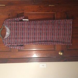 New LuLaRoe Women's Midi Dress - Red and Blue Pattern